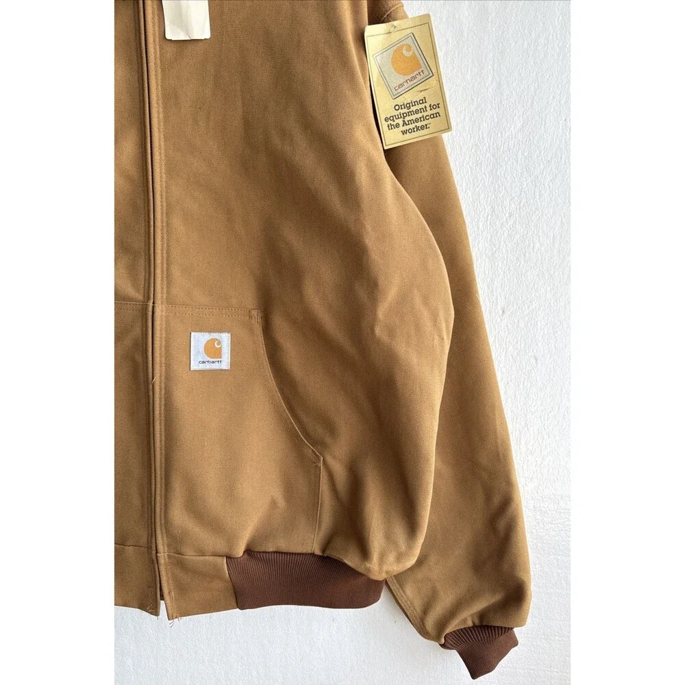 NWT VTG 1997 Carhartt Mens XL Tall JR116 Hooded Full Zip Brown Distressed Jacket